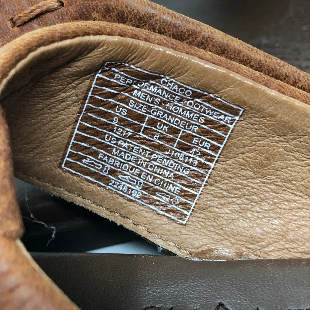 Chaco Mens 9 Sandals Brown Leather Woven Thong Jackson Flip Flops